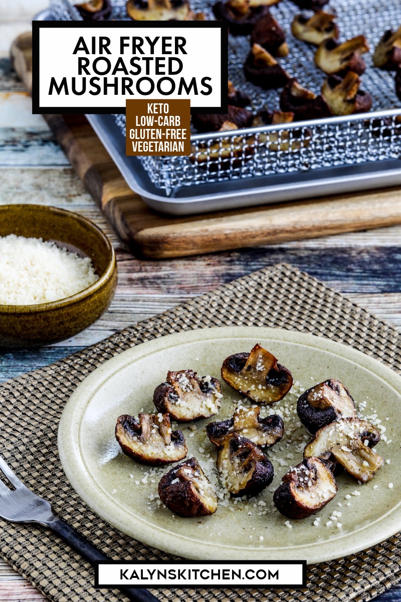 Pinterest image of Air Fryer Roasted Mushrooms