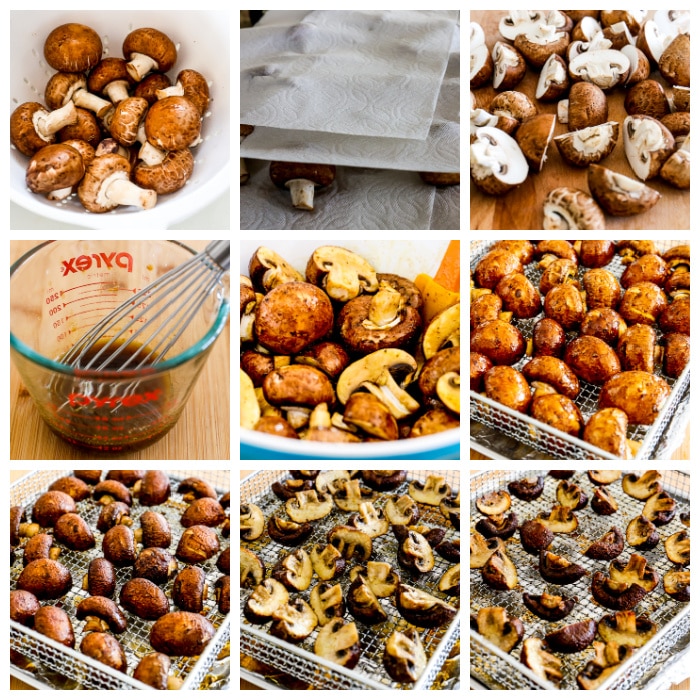 Air Fryer Roasted Mushrooms process shots collage