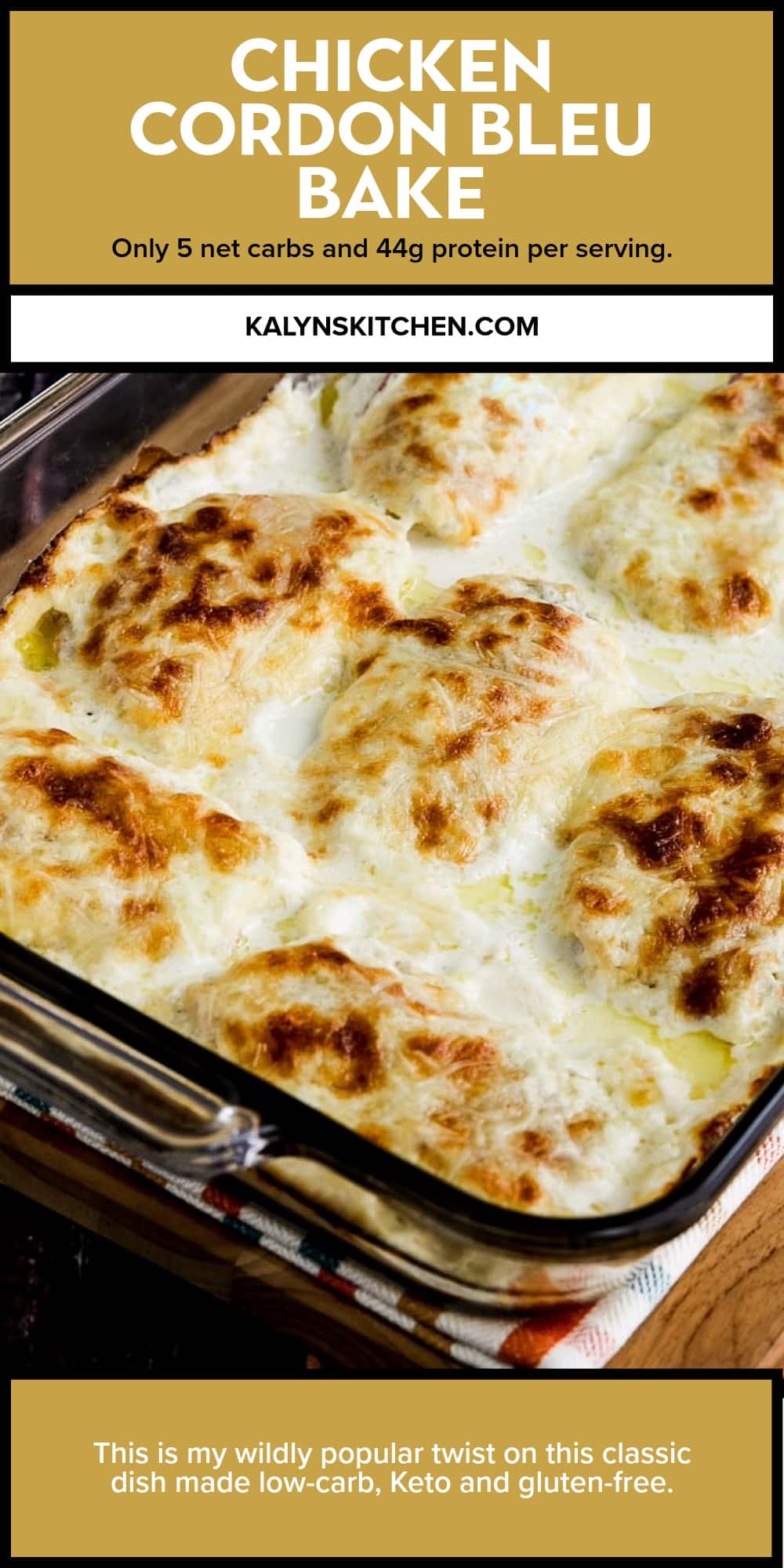 Pinterest image of Chicken Cordon Bleu Bake