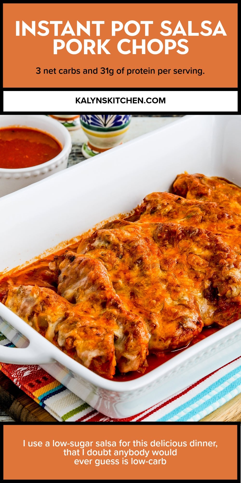 Pinterest image of Instant Pot Salsa Pork Chops