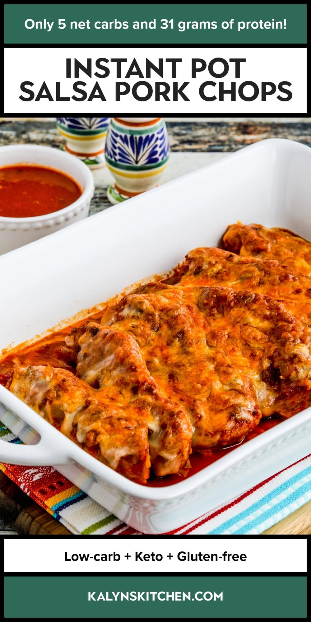 Pinterest image of Instant Pot Salsa Pork Chops