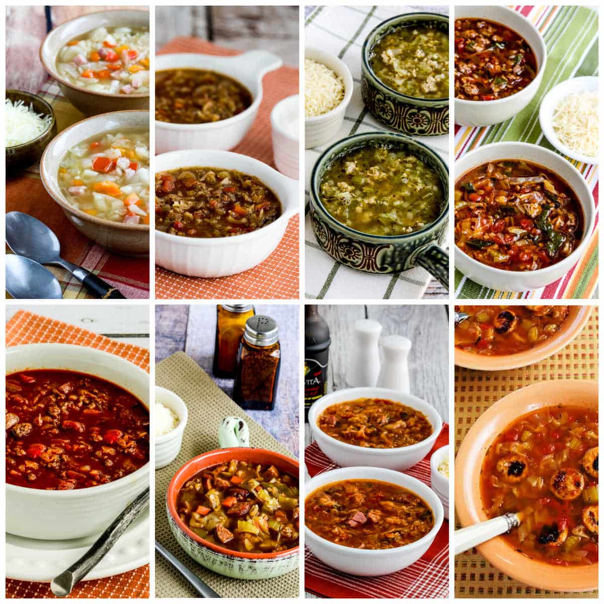 Low-Carb and Keto Cabbage Soup collage showing featured recipes.