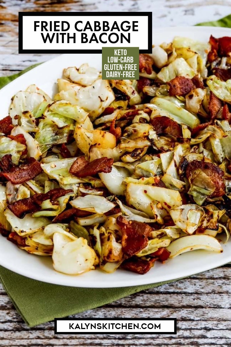 Pinterest image of Fried Cabbage with Bacon