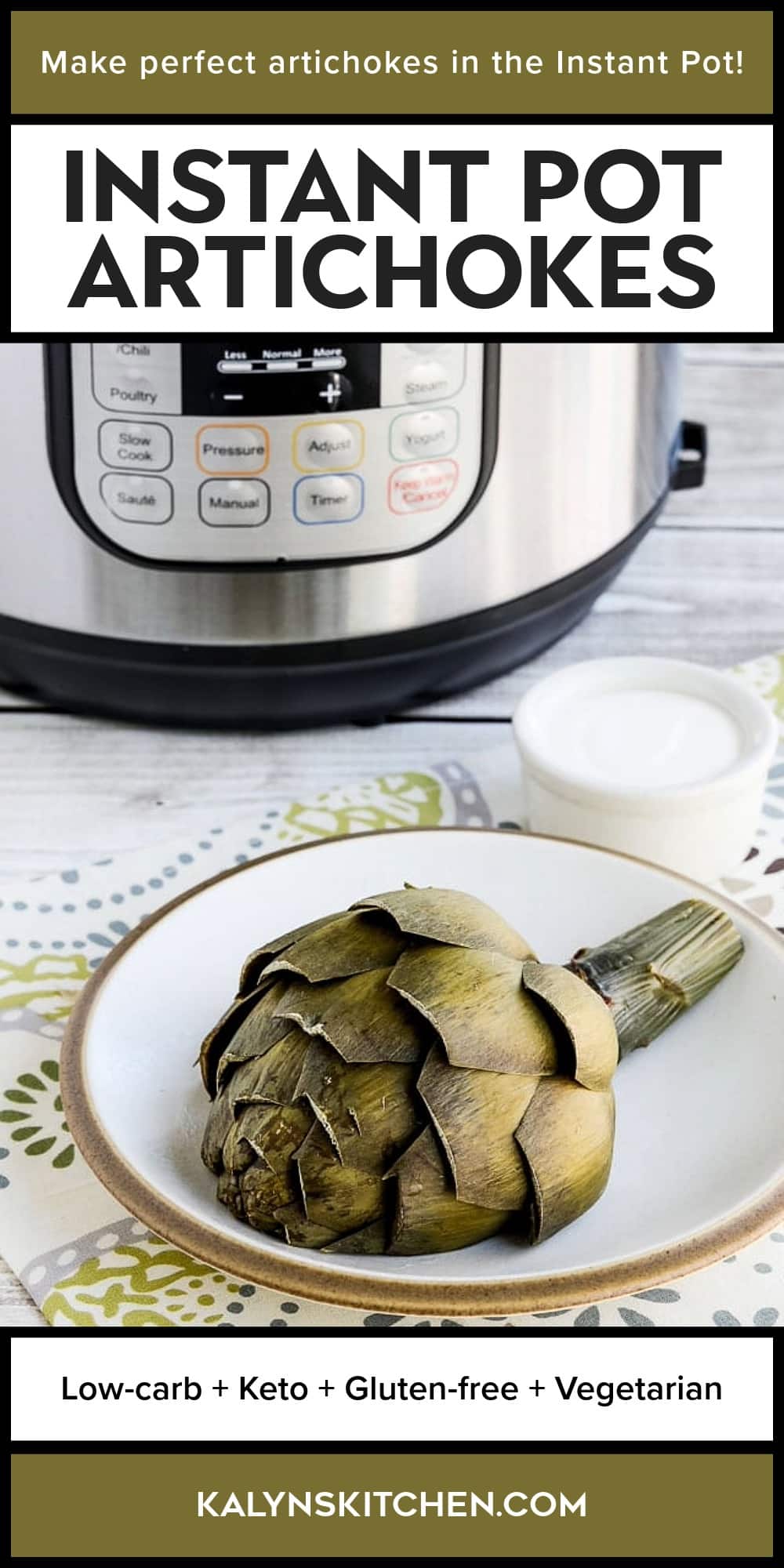 Pinterest image of Instant Pot Artichokes