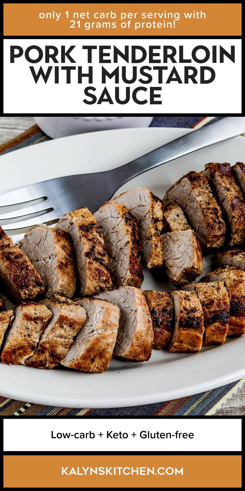 Pinterest image of Pork Tenderloin with Mustard Sauce