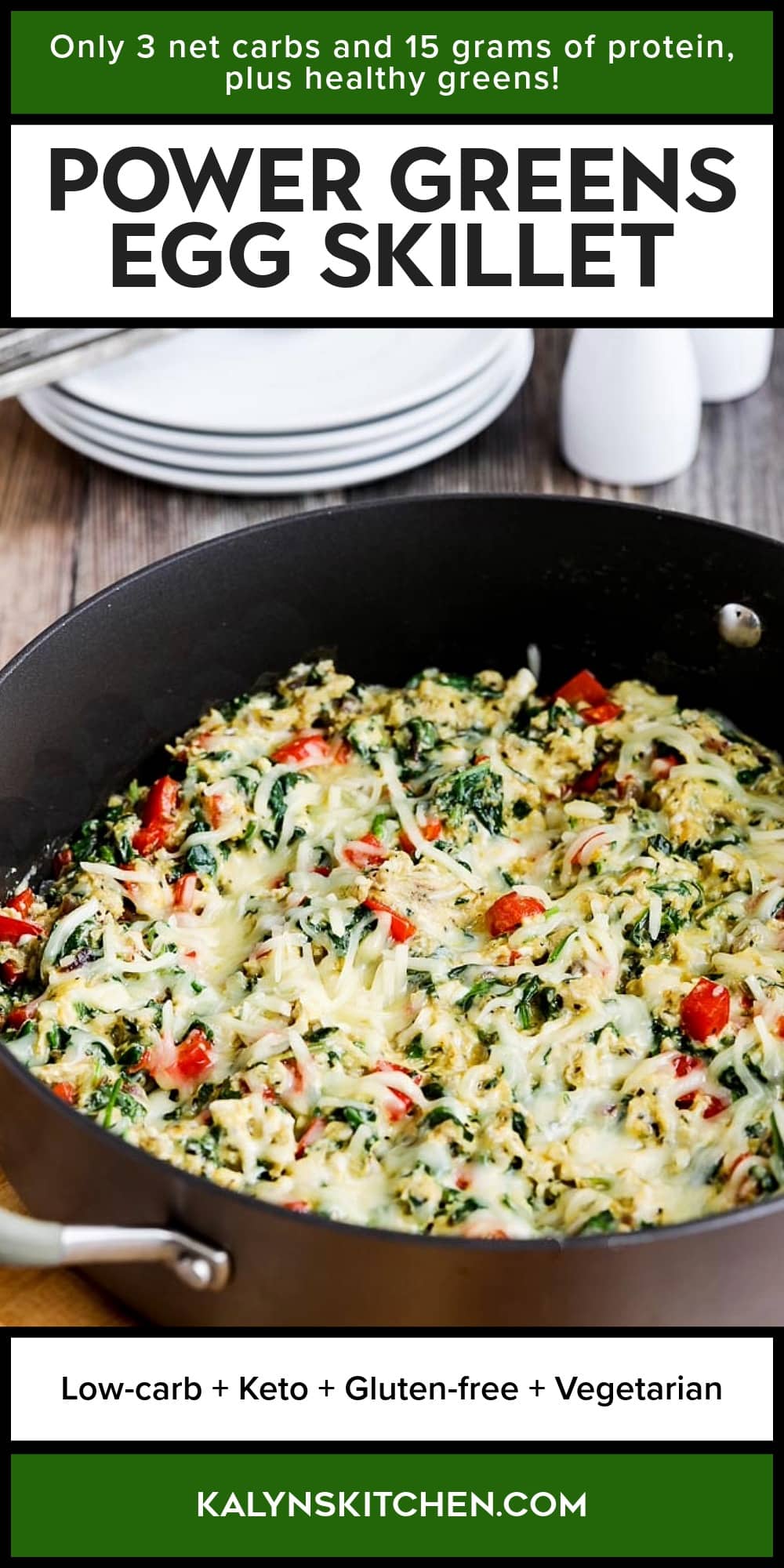 Pinterest image of Power Greens Egg Skillet
