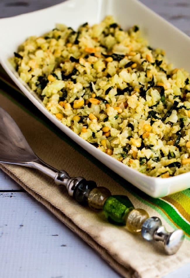 Cropped image of Cauliflower Rice with Basil, Parmesan, and Pine Nuts