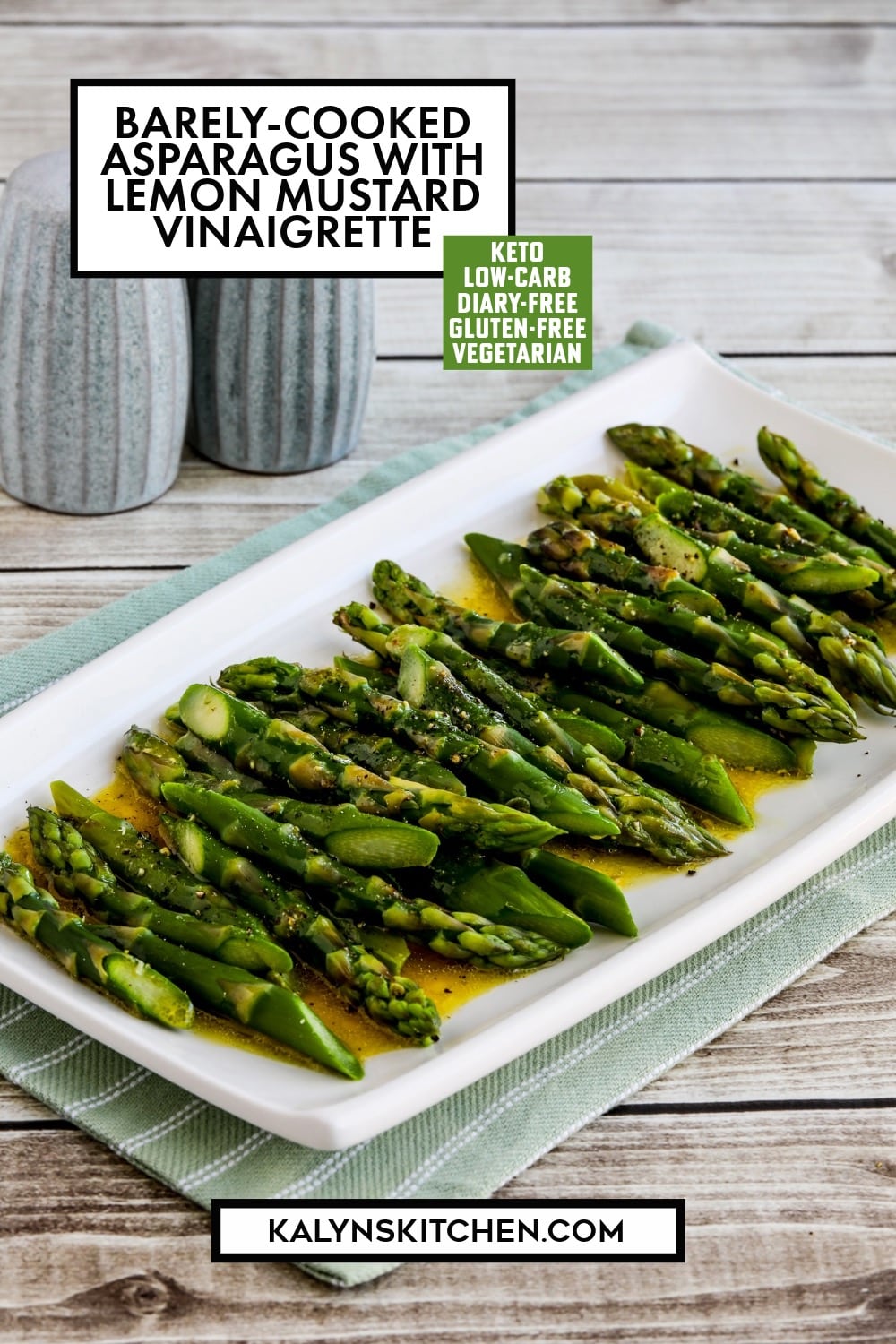 Pinterest image of Barely-Cooked Asparagus with Lemon Mustard Vinaigrette