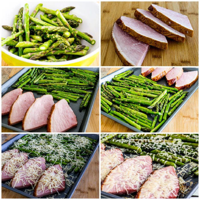 Easy Cheesy Baked Ham and Asparagus process shots collage