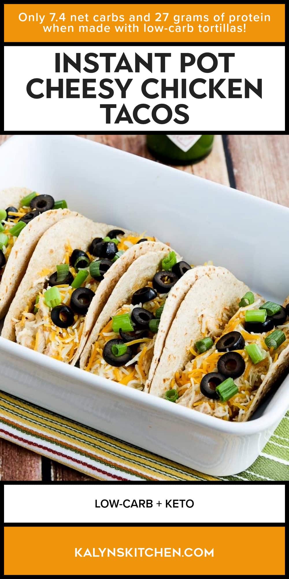 Pinterest image of Instant Pot Cheesy Chicken Tacos