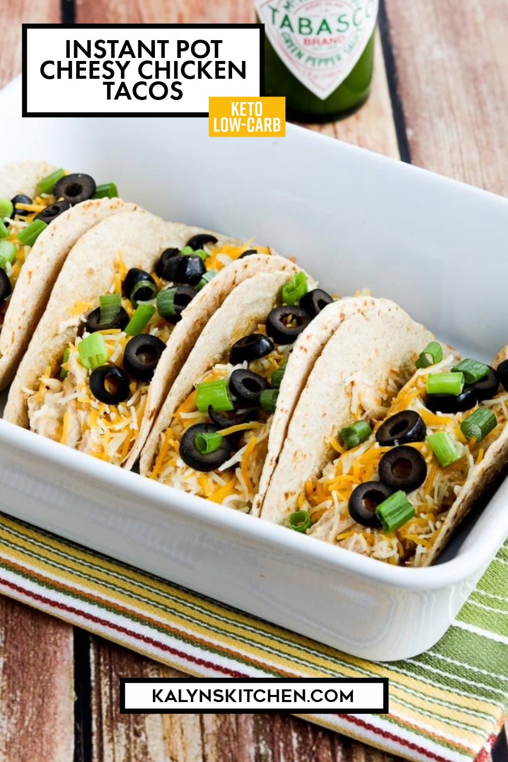 Pinterest image of Instant Pot Cheesy Chicken Tacos