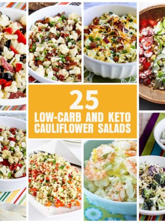 25 Low-Carb and Keto Cauliflower Salads text overlay collage showing featured recipes.