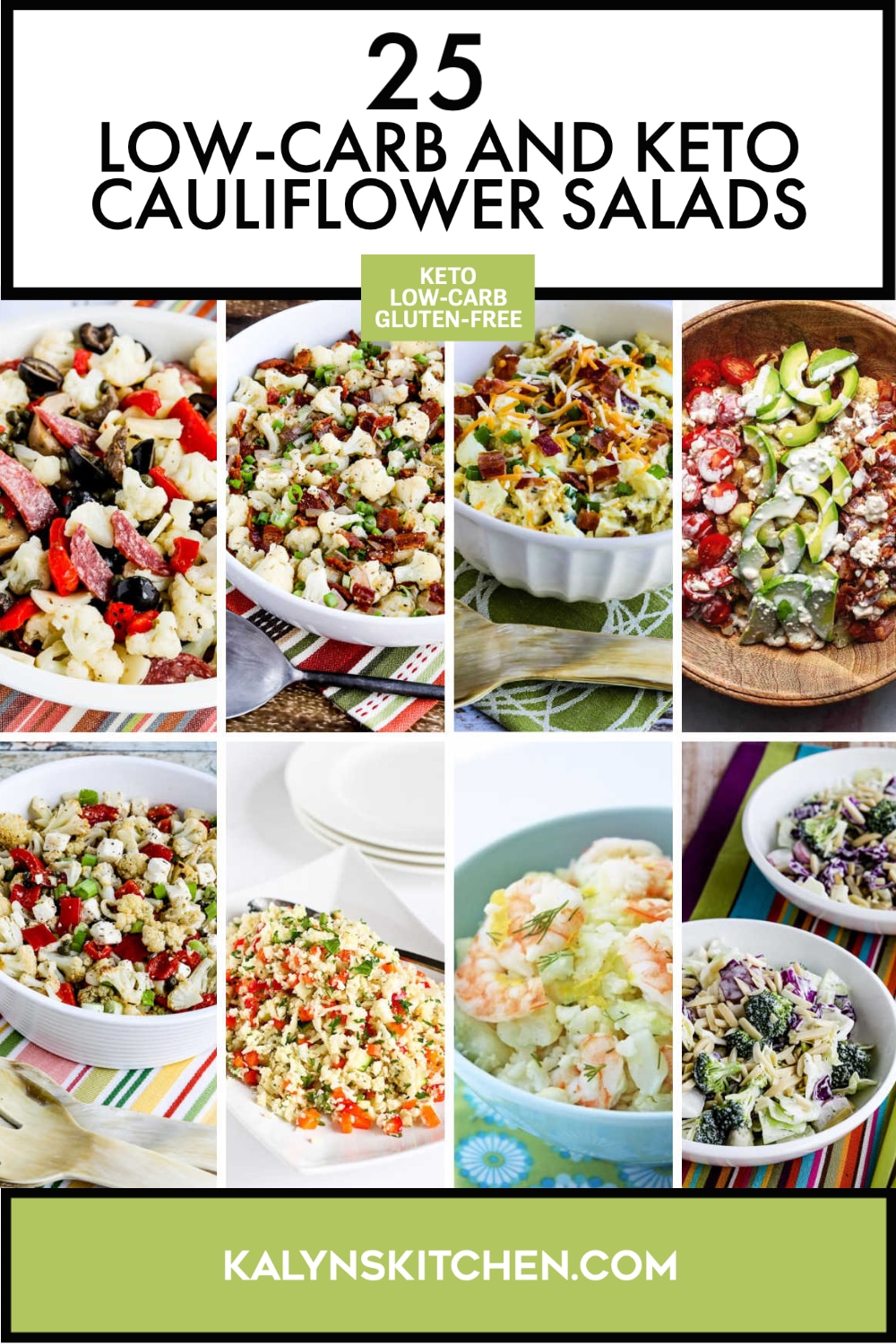 Pinterest image of 25 Low-Carb and Keto Cauliflower Salads