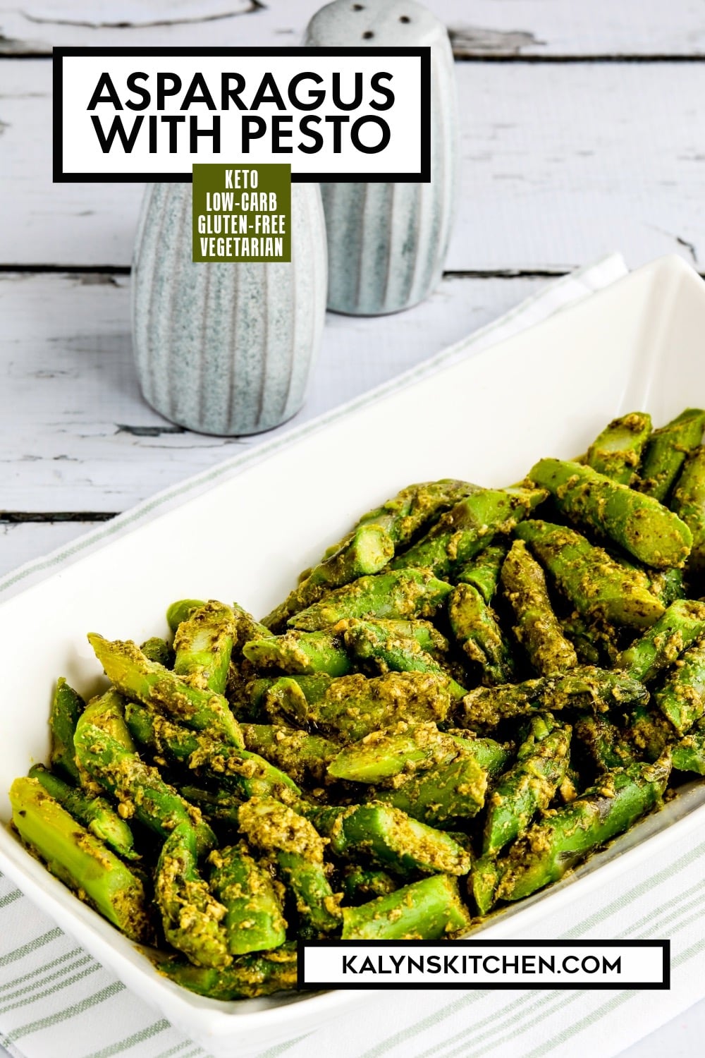 Pinterest image of Asparagus with Pesto