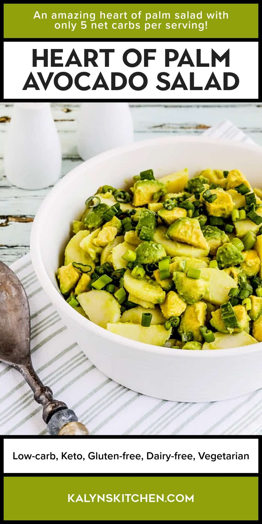 Pinterest image of Heart of Palm Avocado Salad