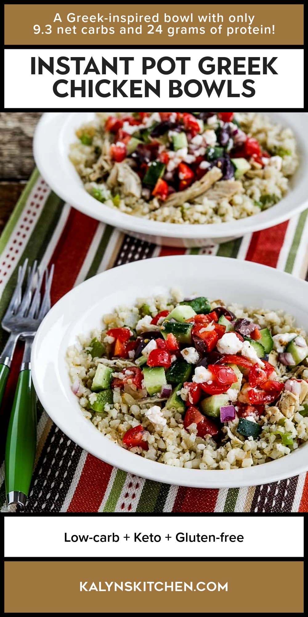 Pinterest image of Instant Pot Greek Chicken Bowls