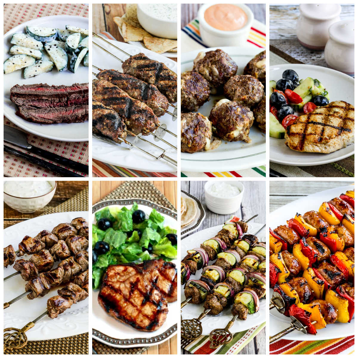 Keto Beef, Pork, or Lamb On the Grill collage photo of featured recipes.