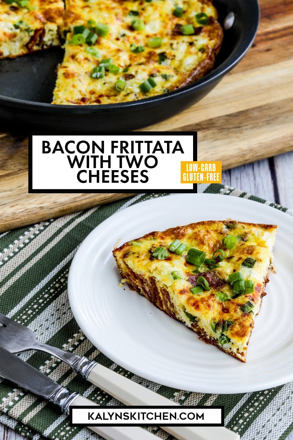 Pinterest image of Bacon Frittata with Two Cheeses