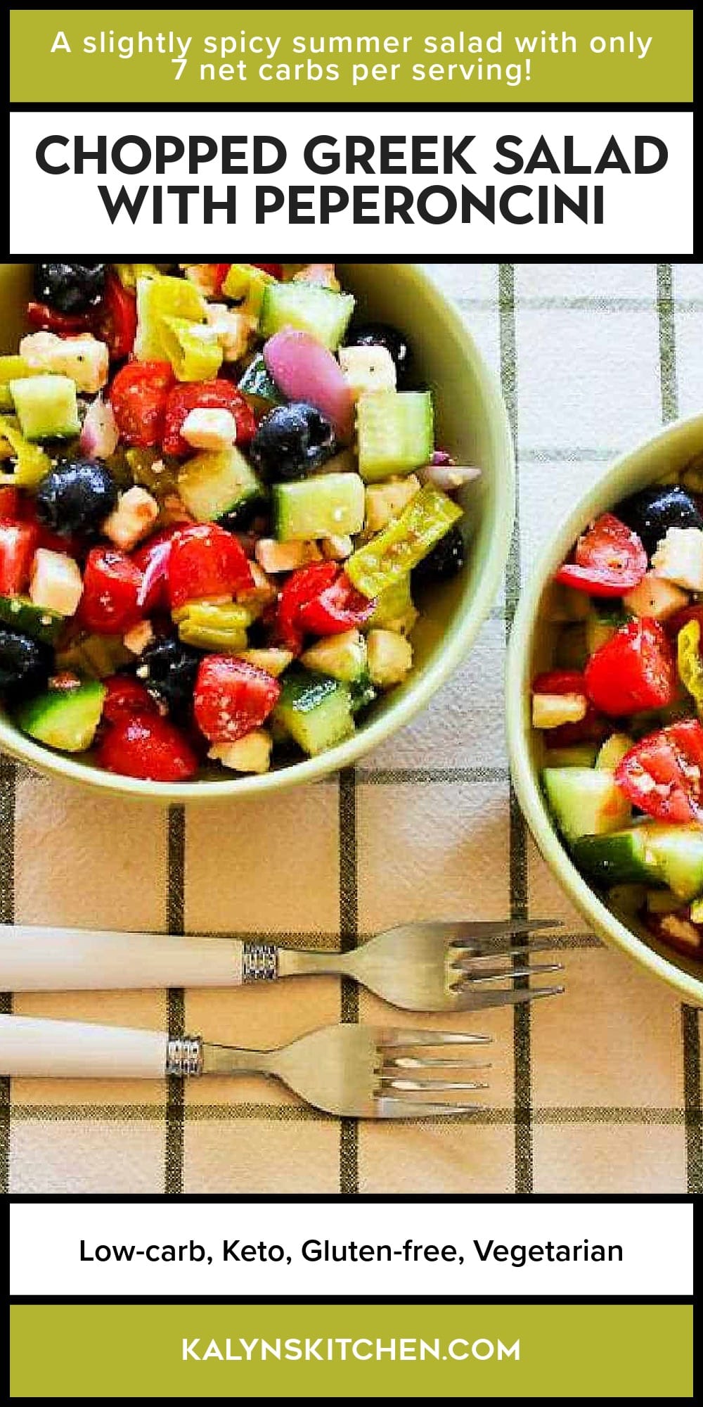 Pinterest image of Chopped Greek Salad with Peperoncini