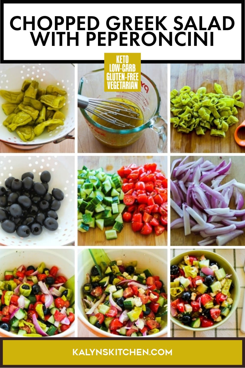 Pinterest image of Chopped Greek Salad with Peperoncini
