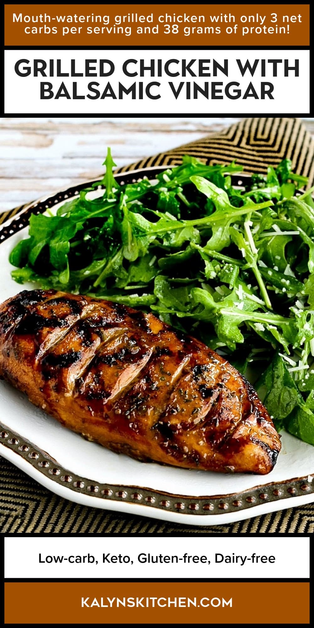 Pinterest image of Grilled Chicken with Balsamic Vinegar