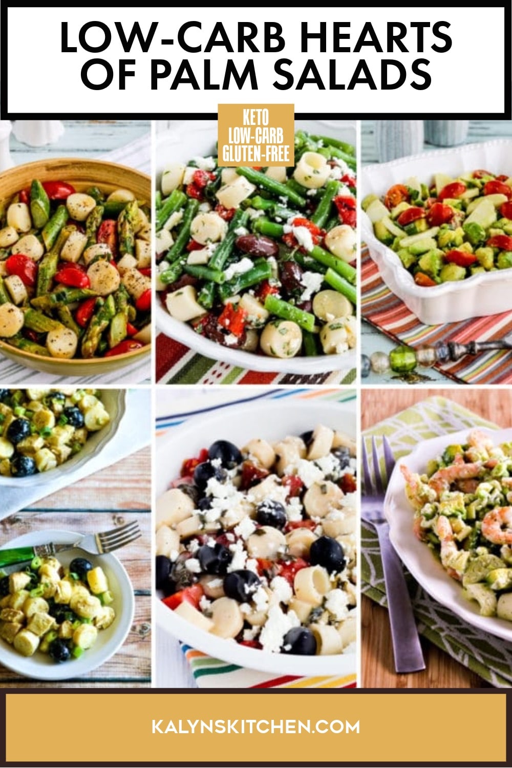Pinterest image of Low-Carb Hearts of Palm Salads