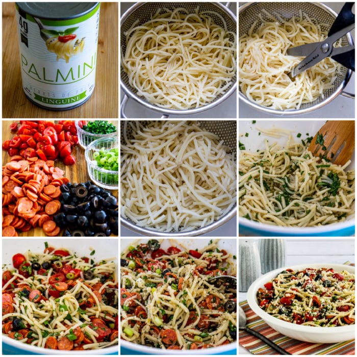 Low-Carb Italian Pasta Salad process shots collage