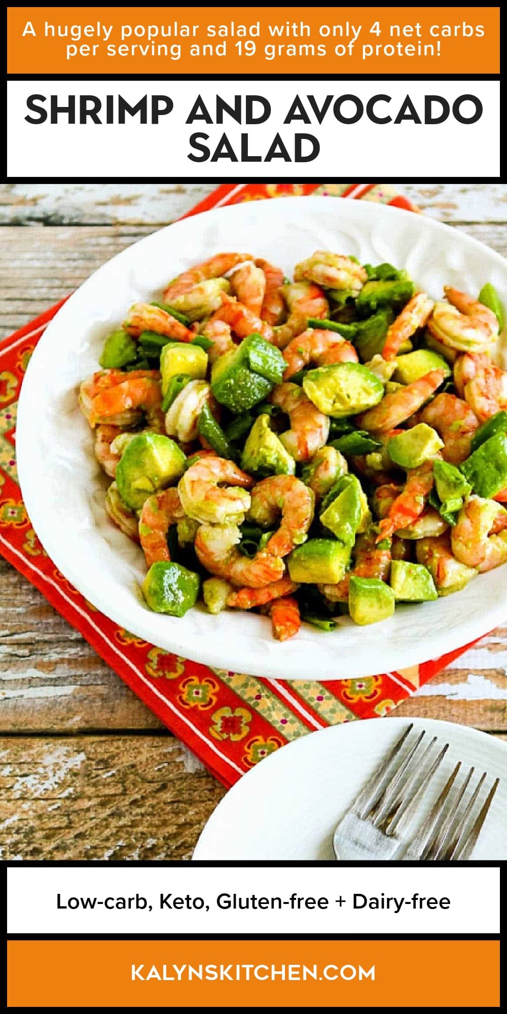 Pinterest image of Shrimp and Avocado Salad