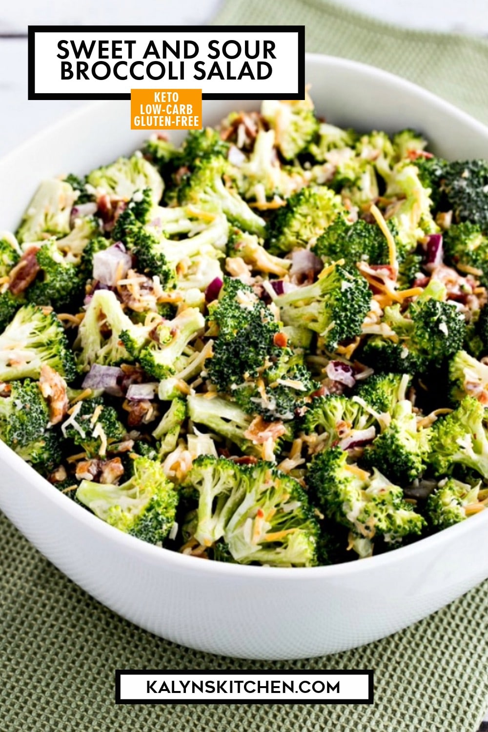Pinterest image of Sweet and Sour Broccoli Salad