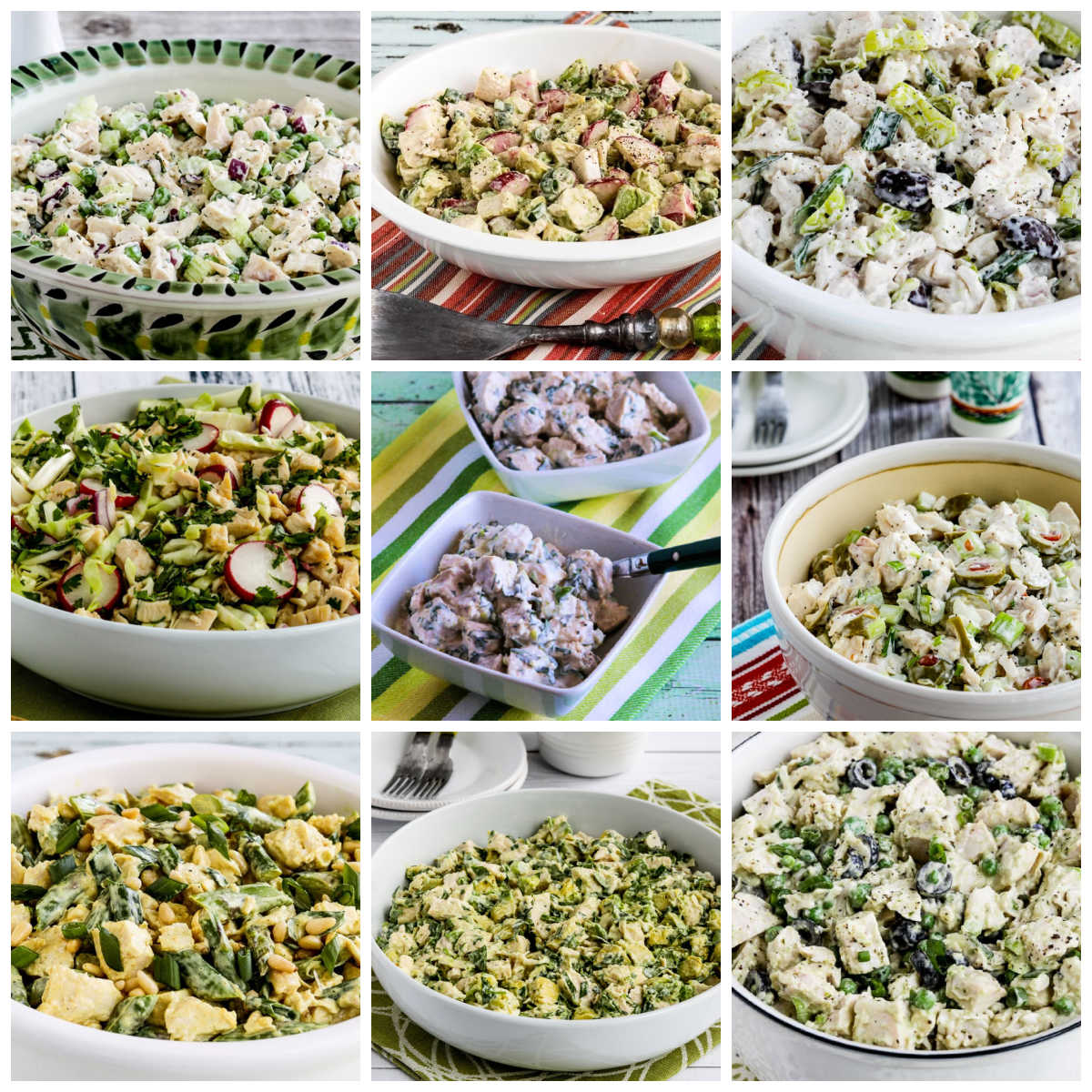 20 Keto Chicken Salad Recipes collage photo of featured recipes