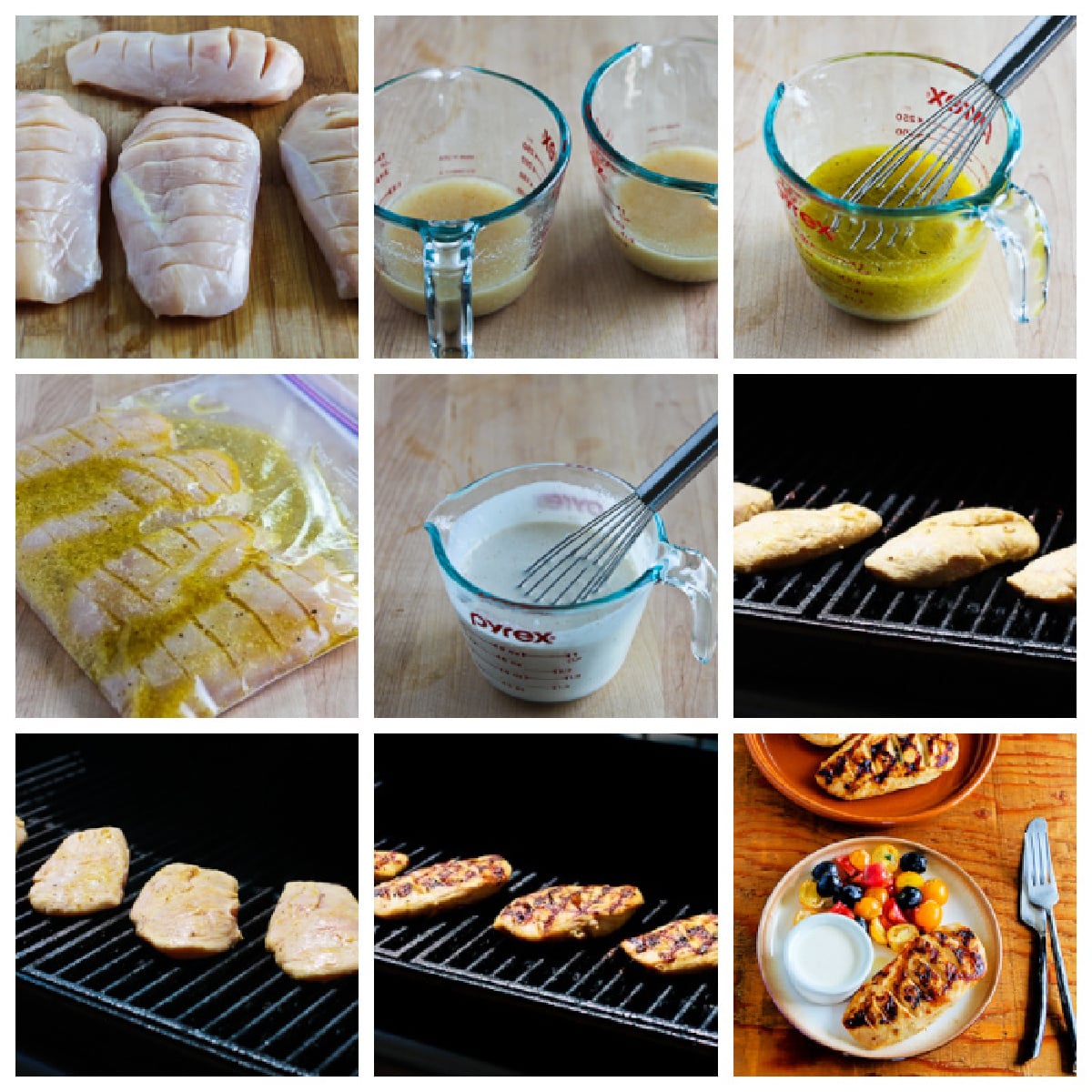 White Barbecue Sauce Chicken process shots collage