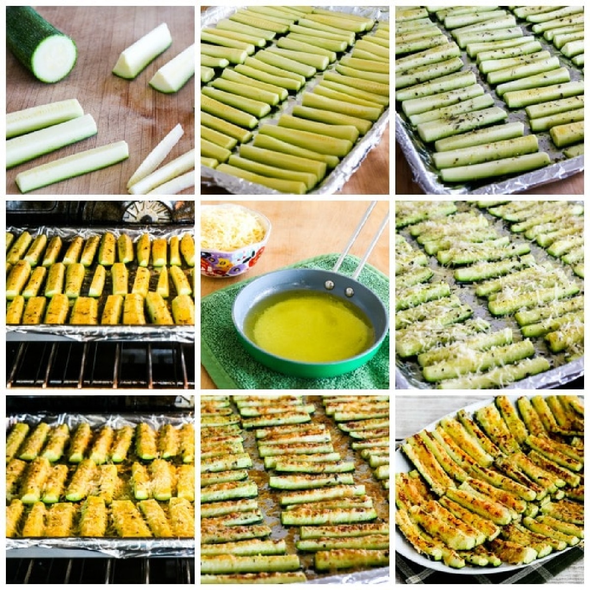 Parmesan Encrusted Zucchini collage of recipe steps