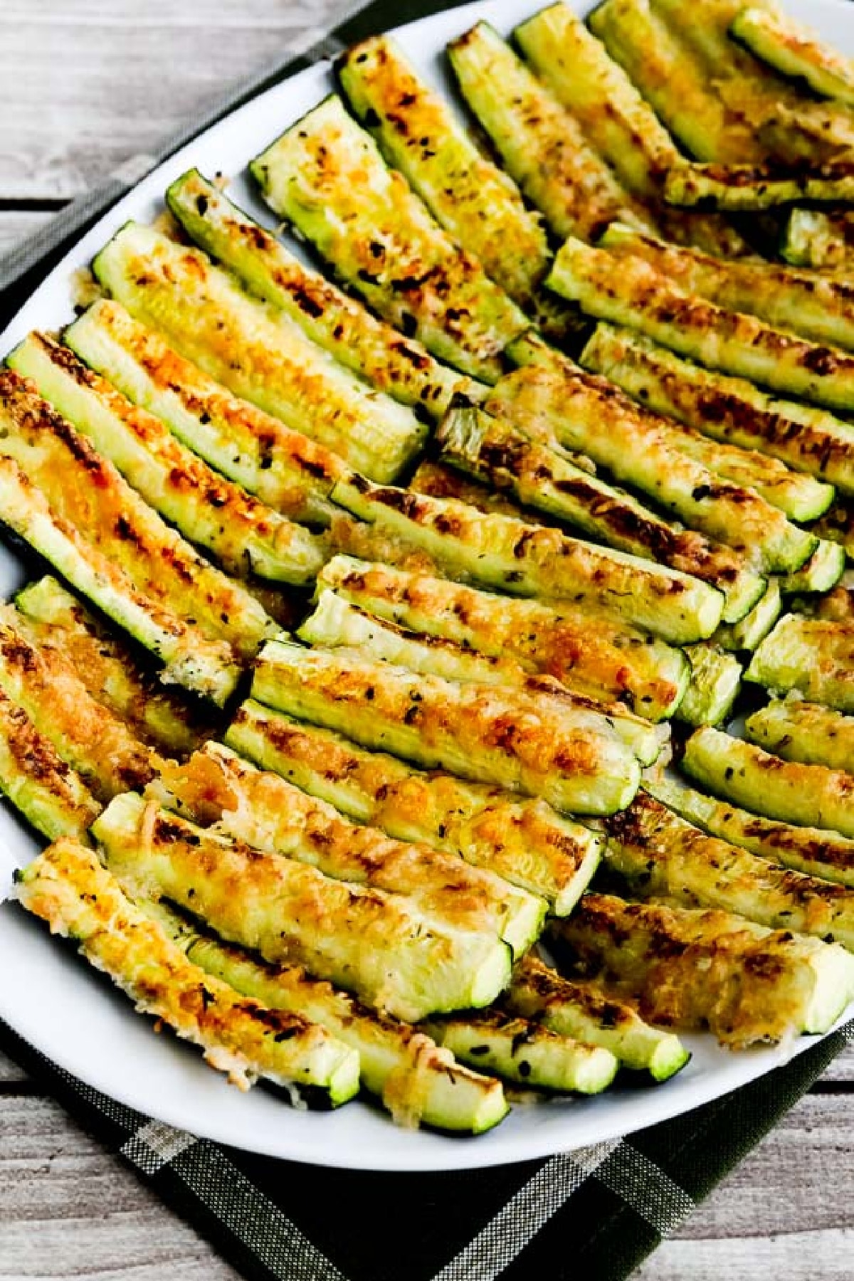 Parmesan Encrusted Zucchini shown on serving plate