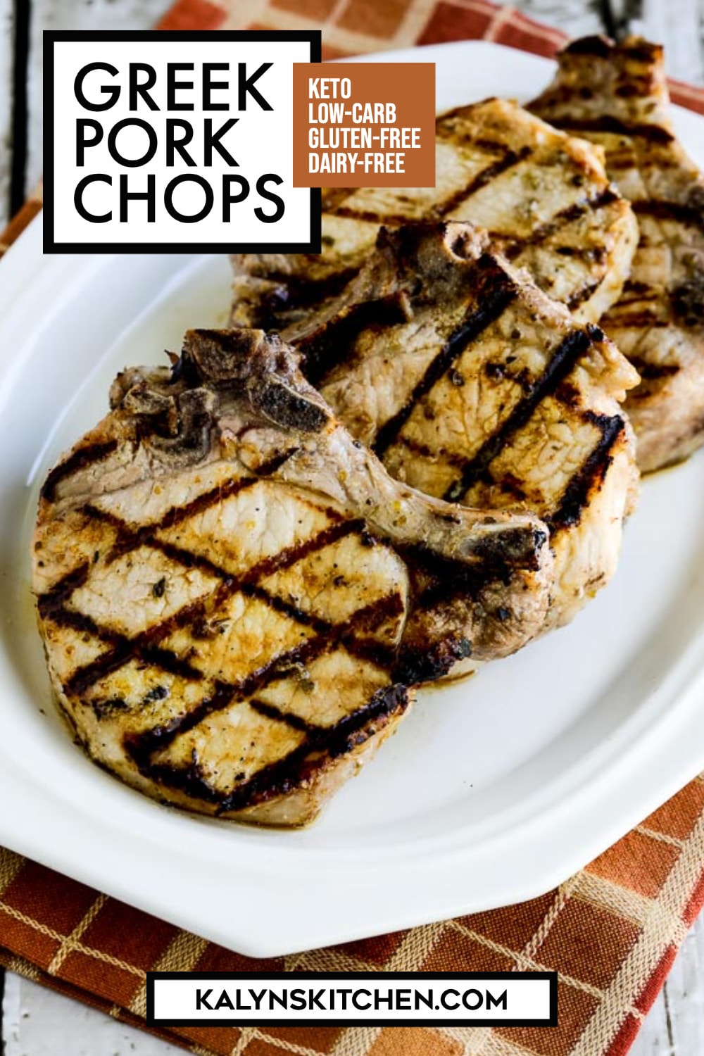 Pinterest image of Greek Pork Chops