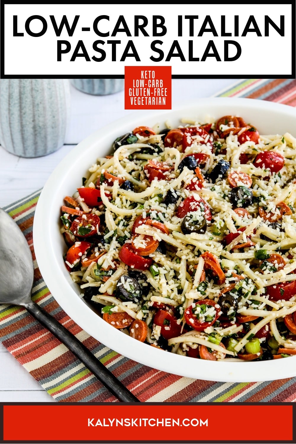 Pinterest image of Low-Carb Italian Pasta Salad
