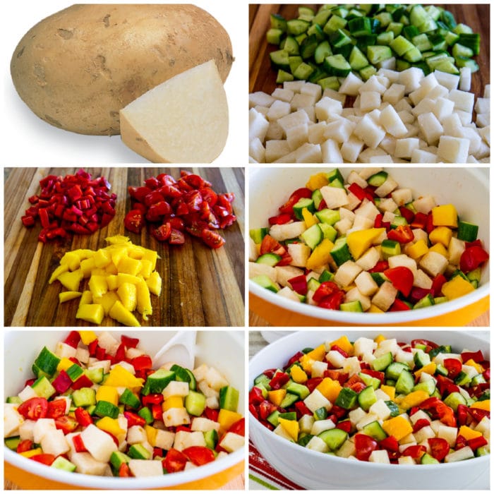 Laurel's Jicama Salad process shots collage.