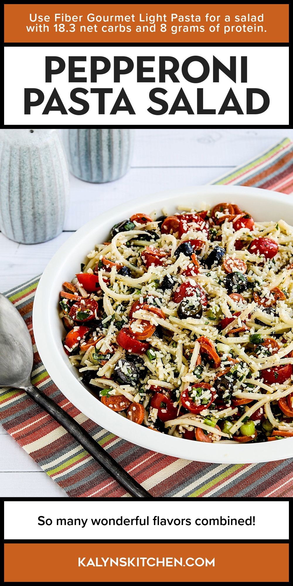 Pinterest image for Pepperoni Pasta Salad.
