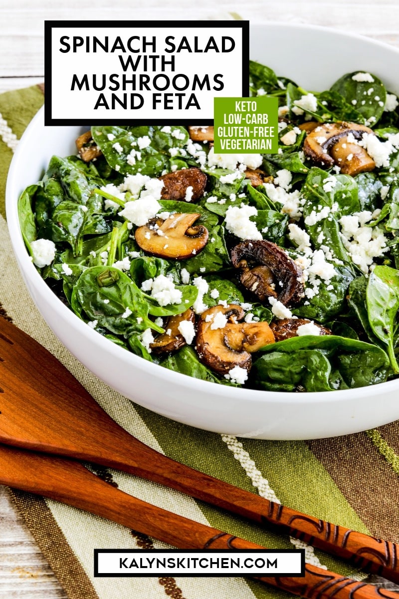 Pinterest image of Spinach Salad with Mushrooms and Feta