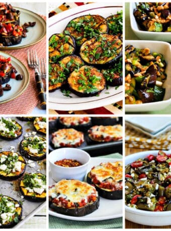 Low-Carb and Keto Eggplant Recipes collage of featured recipes.