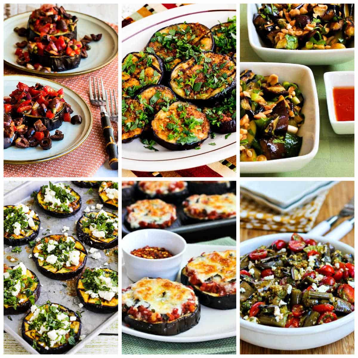 Low-Carb and Keto Eggplant Recipes collage of featured recipes.