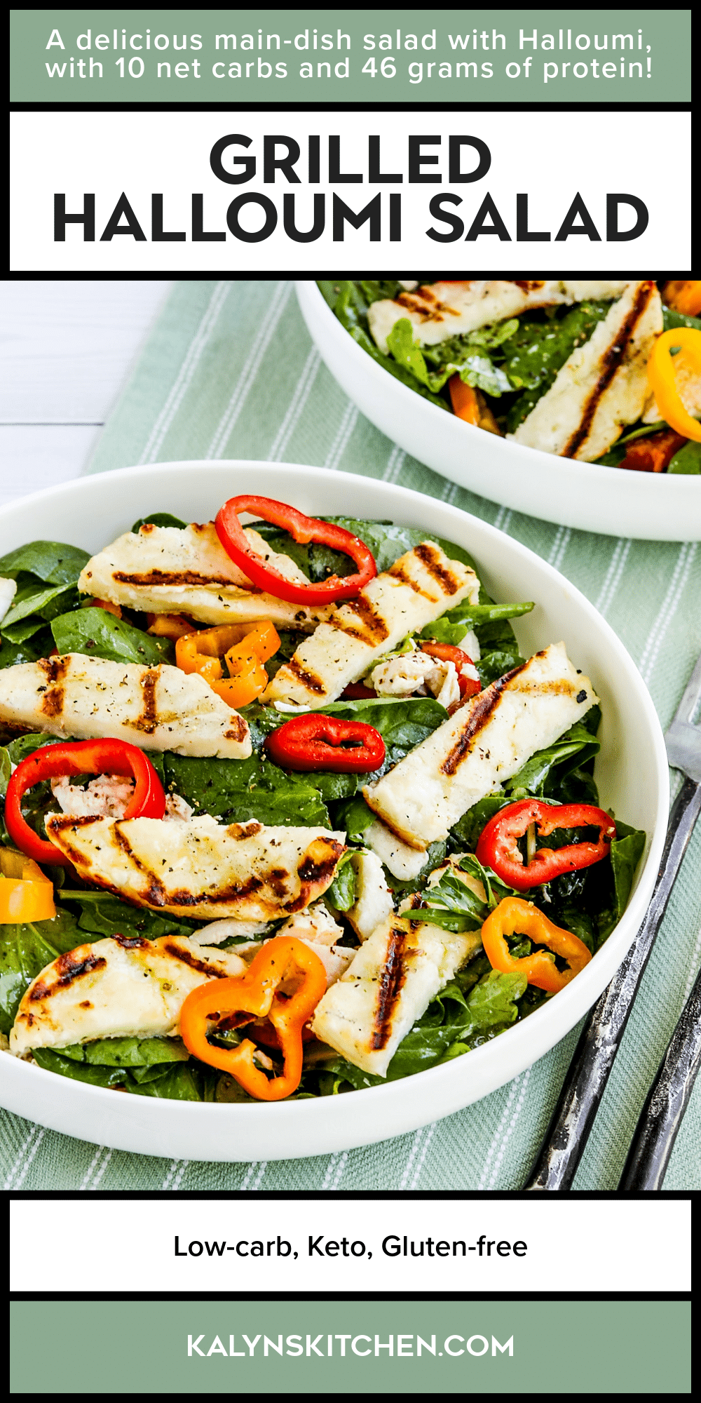 Pinterest image of Grilled Halloumi Salad