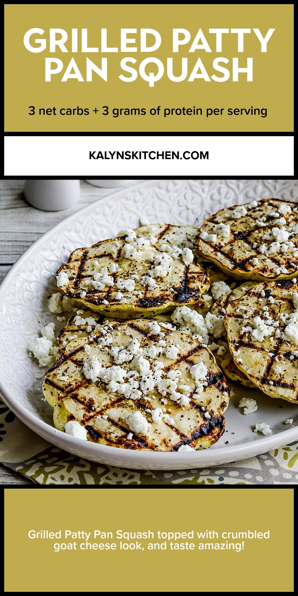 Pinterest image of Grilled Patty Pan Squash