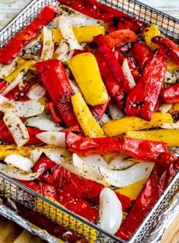 Air Fryer Peppers and Onions