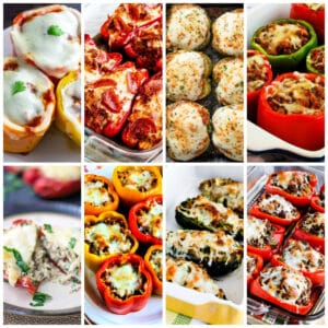 Keto Stuffed Peppers Recipes collage showing featured recipes.
