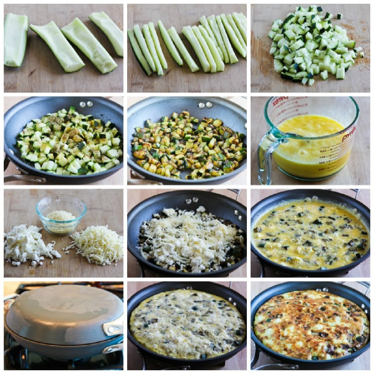 Zucchini Frittata collage photo of recipe steps