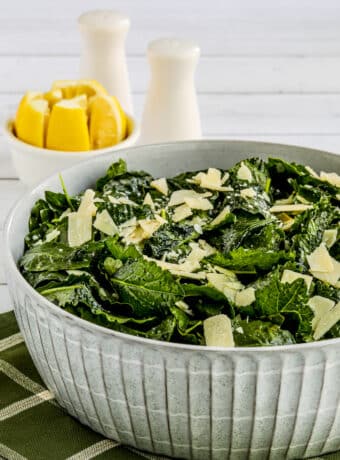 Lemon Parmesan Kale Salad in bowl.