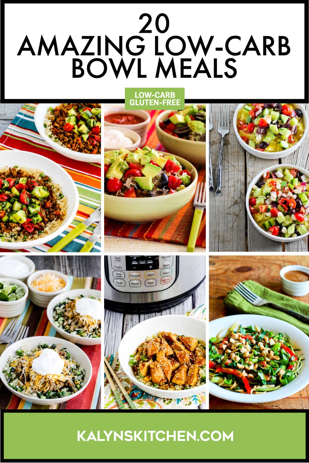 Pinterest image of 20 Amazing Low-Carb Bowl Meals
