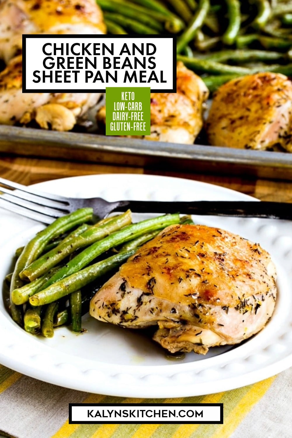Pinterest image of Chicken and Green Beans Sheet Pan Meal