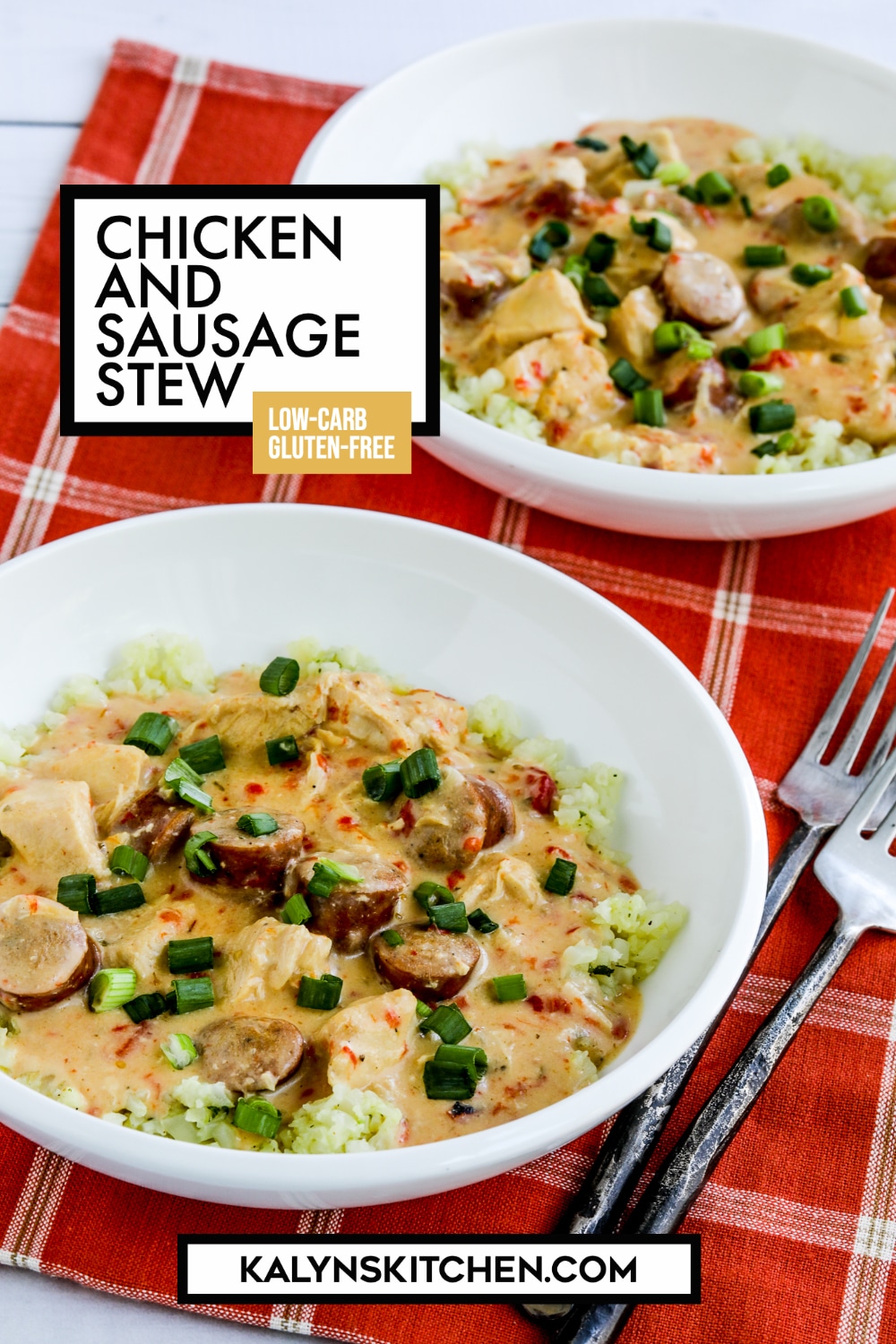 Pinterest image of Chicken and Sausage Stew