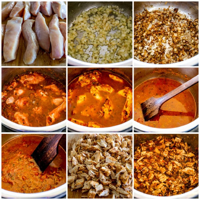 Instant Pot Chicken Tinga process shots collage